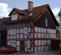 English: Half-timbered building in Wartenberg, Angersbach, Rudloser Strasse 50, Hesse, Germany.