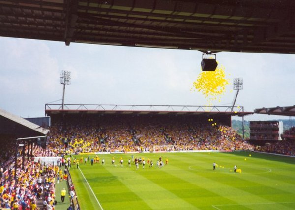 Watford fans at Vicarage Road, on the last day of the 1999–2000 season