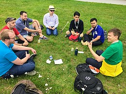 Meeting of the group for language diversity on the lawn, Wikimania 2019, Stockholm