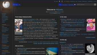 English wikipedia project home page with dark theme.