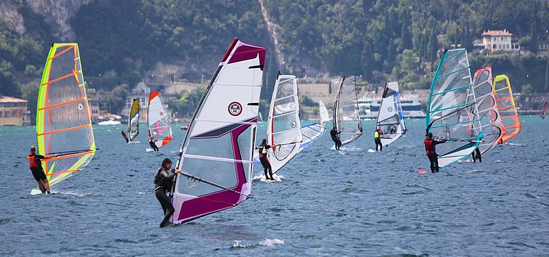 Wind surfing on Lake Garda