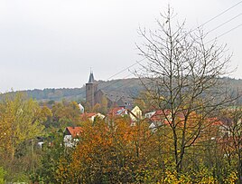 View to the Herz-Jesu-Kirche in Wustweiler