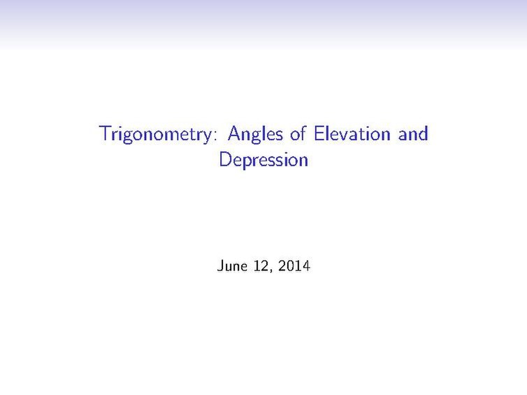 File:Year 9 Trigonometry; Angles of Elevation and Depression.pdf