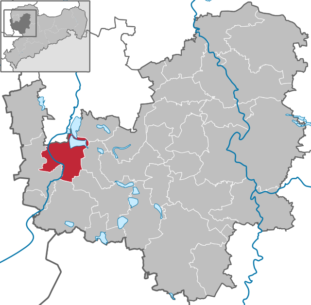 Läget för kommunen Zwenkau i Landkreis Leipzig