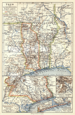 Locatie Duitse kolonie / beschermd gebied Togo (tegenwoordig onafhankelijk als Togo en een deel van Ghana)