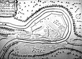 Alte Karte der Stadt und des Schlosses