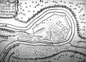 Plan ancien de la ville fortifiée et du château fort.