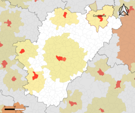 Localização da área de atração da Confolens no departamento de Charente.