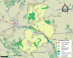 Kolorowa mapa przedstawiająca zagospodarowanie terenu.