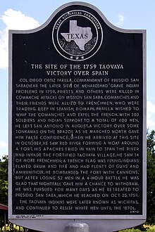 Taovaya Victory historical marker, Spanish Fort, Texas 1759 Taovaya Victory Historical Marker.jpg