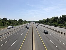 View south along the New Jersey Turnpike (I-95) just south of Exit 9 in East Brunswick