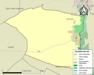 Barevná mapa znázorňující využití půdy.