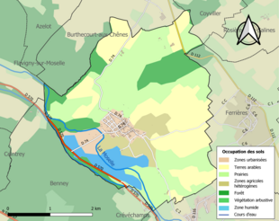 Carte des infrastructures et de l'occupation des sols de la commune en 2018 (CLC).