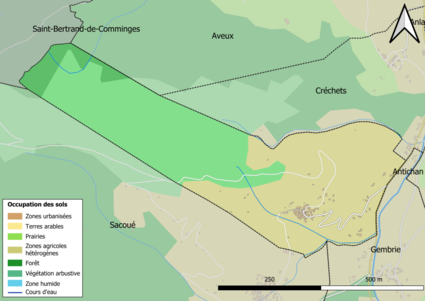 Barevná mapa znázorňující využití půdy.