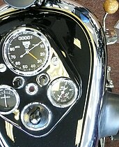 Rider's view of the AJS S3 V-twin instruments.