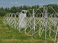 Активни диполи на фазирана антенна решетка на нискочестотния Гигантски Украински РадиоТелескоп (ГУРТ) в Харковска област, Украйна