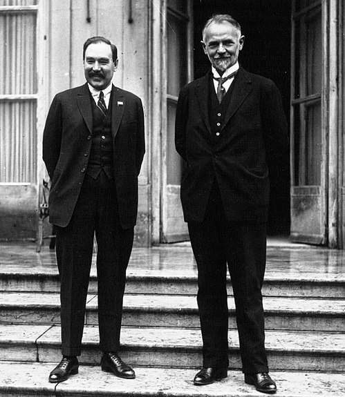 Leonid Krasin (on right) with Alexander Shliapnikov, photo taken in 1924.