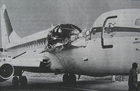 着陸後の事故機の写真