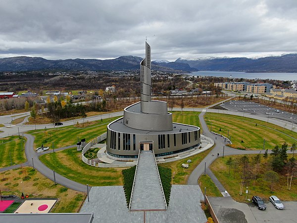 The Northern light cathedral and part of town