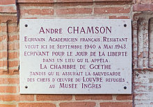 Gedenktafel für André Chamson[7]