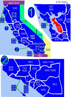 Area codes 510 and 341 Area codes covering Oakland and the East Bay of California