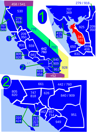 <span class="mw-page-title-main">Area codes 510 and 341</span> Area codes covering Oakland and the East Bay of California