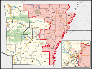 Arkansas's 1st congressional district in Little Rock (since 2023).svg