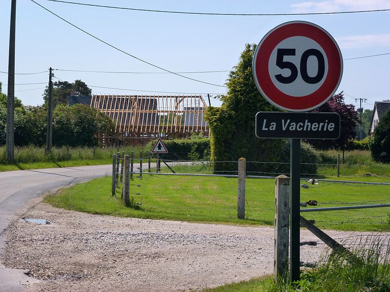 File:Barquet (Eure, Fr) city limit sign La Vacherie.JPG