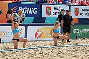 Deutsch: Beachhandball Europameisterschaften 2019 (Beach handball Euro); Tag 5: 6. Juli 2019 – Frauen, Halbfinale, Kroatien-Dänemark 1:2 (12:19, 17:10, 4:7) English: Beach handball Euro; Day 5: 6 July 2019 – Semifinal Men – Croatia-Denmark 1:2 (12:19, 17:10, 4:7)