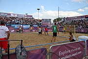 Deutsch: Beachhandball bei den Olympischen Jugendspielen 2018; Tag 7, 13. Oktober 2018; Jungen, Finale – Portugal-Spanien 1:2 English: Beach handball at the 2018 Summer Youth Olympics at 13 October 2018 – Boys Gold Medal Match – Portugal-Spain 1:2