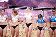 Deutsch: Beachhandball bei den Olympischen Jugendspielen 2018; Tag 6, 12. Oktober 2018; Mädchen, Hauptrundenspiel – Kroatien-Paraguay 2:0 English: Beach handball at the 2018 Summer Youth Olympics at 12 October 2018 – Girls Main Round – Croatia-Paraguay 2:0