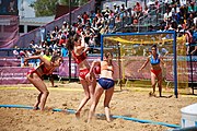 Deutsch: Beachhandball bei den Olympischen Jugendspielen 2018 in Buenos Aires; Tag 7, 13. Oktober 2018; Mädchen, Halbfinale – Niederlande-Kroatien 0:2 English: Beach handball at the 2018 Summer Youth Olympics in Buenos Aires at 13 October 2018 – Girls Semifinal – Netherlands-Croatia 0:2 Español: Handball de playa en los Juegos Olimpicos de la Juventud Buenos Aires 2018 en 13 de octubre de 2018 – Semifinales Femeninas - Países Bajos-Croacia 0:2