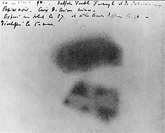 The photographic plate of Henri Becquerel, the first documented evidence of the radioactivity of uranium (1896)