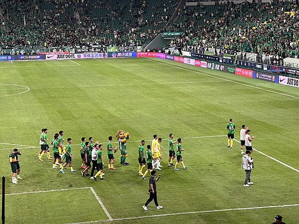 Beijing Guoan players after a Chinese Super League match in July 2023