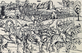 Belegering van Güns 1532, detail van een kopergravure door Eduard Schön