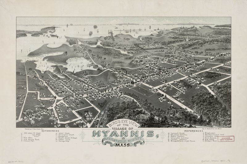 File:Bird's eye view of the village of Hyannis, Barnstable County, 1884 Mass. 1884. LOC 2013591256.tif