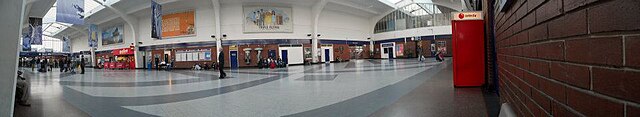 A panorama of the interior of Blackpool North station
