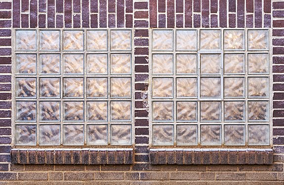 Blocked up window in Bremen’s former docklands, Germany