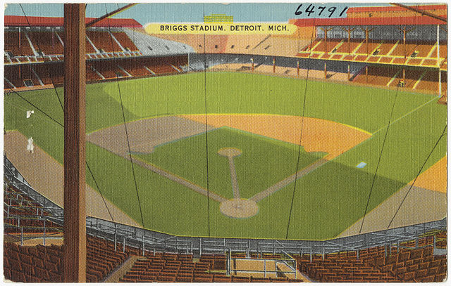 Postcard showing Briggs Stadium, circa 1938–1945