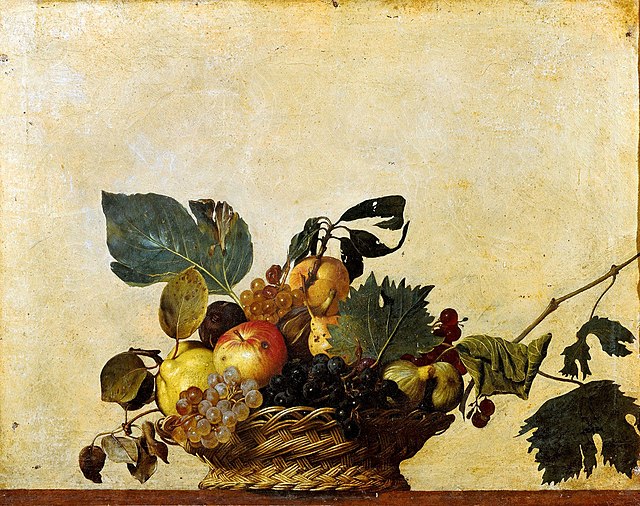 Basket of Fruit, c. 1595–1596, oil on canvas, Pinacoteca Ambrosiana, Milan