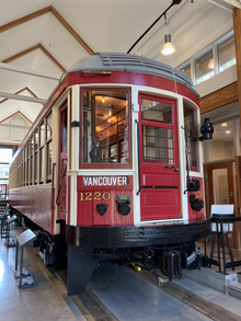 BCER Car Number 1220 on display at the Steveston Tram Museum