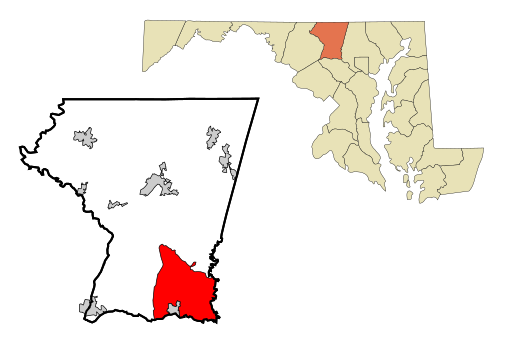 Carroll County Maryland Incorporated and Unincorporated areas Eldersburg Highlighted