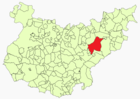 Locatie van de gemeente Castuera op de kaart van de provincie