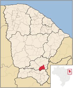 Localização de Lavras da Mangabeira no Ceará