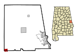 Chambers County Alabama Incorporated and Unincorporated areas Waverly Highlighted.svg