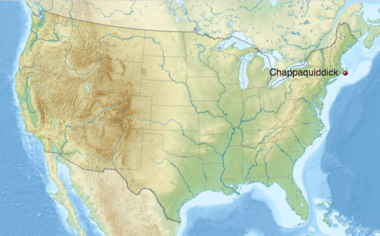 Mapa de los Estados Unidos, con Chappaquiddick indicado