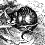 テニエルの挿絵：ニヤニヤ笑う、木の上のチェシャ猫