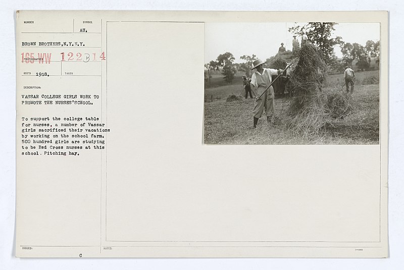 File:Colleges and Universities -Vassar College - Vassar College Girls Work on Farm to Promote Nurses' School - NARA - 26430052.jpg