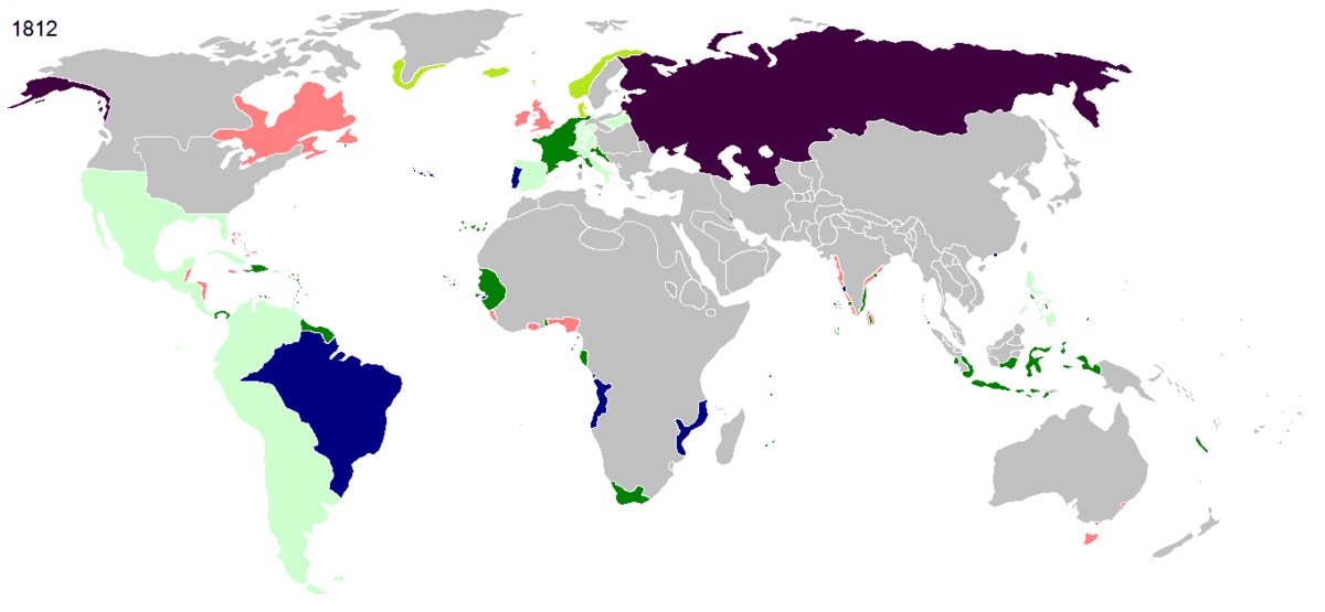 Карта мира 1812 года с флагами