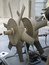 The first two stages of the compressor of the C.C.2 Compressore aeronautico - Museo scienza tecnologia Milano D0280.jpg